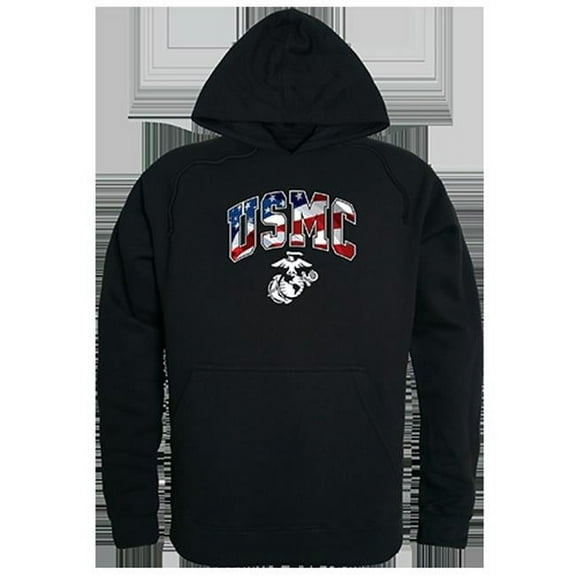 Rapid Dominance USMC Flag Letter Graphic Pullover Sweatshirt, Black - Large