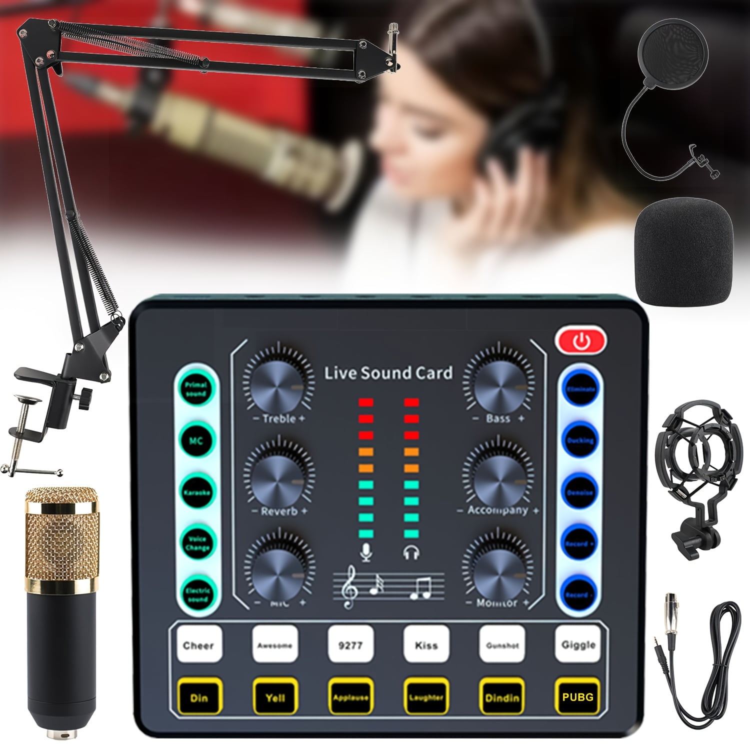 Home Recording Studio Recording Kit, Podcast Music Mixer Equipment, Condenser Microphone Set