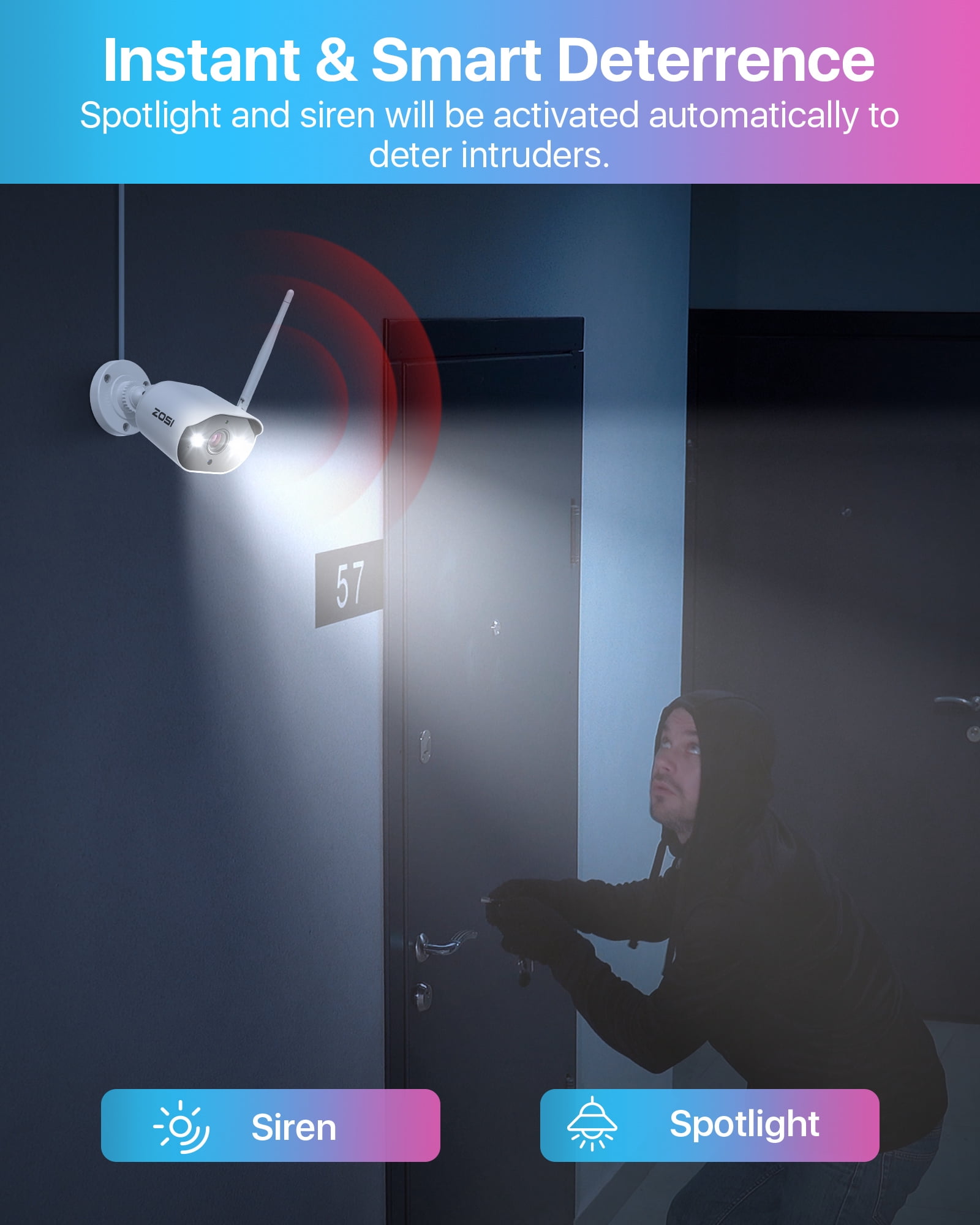 3MP WiFi Security Camera System with 12" LCD Monitor, ZOSI All in one Wireless Security Camera System, 2K Outdoor Wifi Cameras, 2 Way Audio, 100ft Night Vision, 2TB for Home Business 24/7 Recording