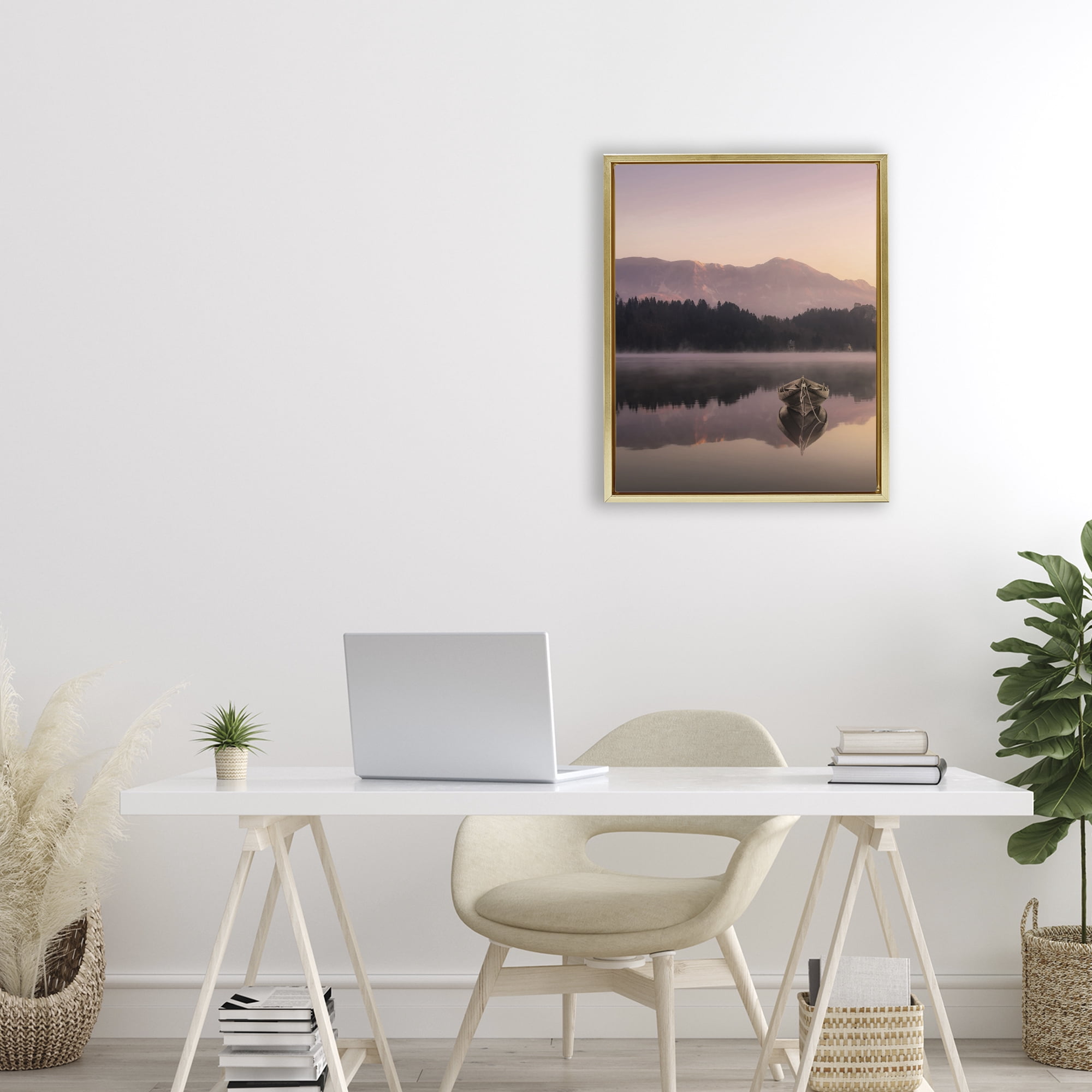 Stupell Industries Tranquil Lake Sunsets Gold Framed Floater Canvas Wall Art, design by Marcus Prime