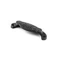thumbnail image 6 of Black Floral Cabinet Drawer Cup Bin Pull Wrought Iron 3 3/4" W x 1 3/8" H Antique Kitchen Dresser Handles Rust Resistant Powder Coat Finish w/Hardware | Renovators Supply, 6 of 9