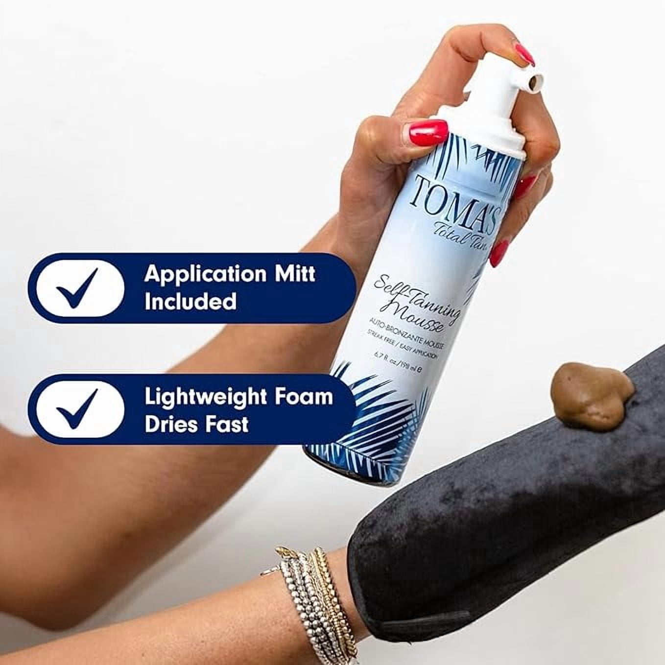 Toma's Total Tan Mousse Instant Sunless Tanner - Whole Body Self-Tanning for Women & Men, Natural Looking Golden Bronze  Streak-Free Application - 6.7 fl oz