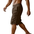 thumbnail image 4 of Horkkom Cargo Shorts for Men Linen Button Zipper Gym Shorts Breathable Summer Casual Shorts With Pockets, S-3XL, 4 of 8