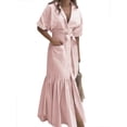 thumbnail image 1 of Vestido largo utcoco para mujer 2025 a rayas con botones, rosa, 1 of 1