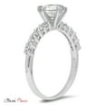 thumbnail image 5 of 1.05 ct Round Cut Genuine Cultured Diamond VS1-VS2 J-K 14K White Gold Promise Wedding Statement Engagement Designer Ring W/ Crystal side stones size 9, 5 of 6