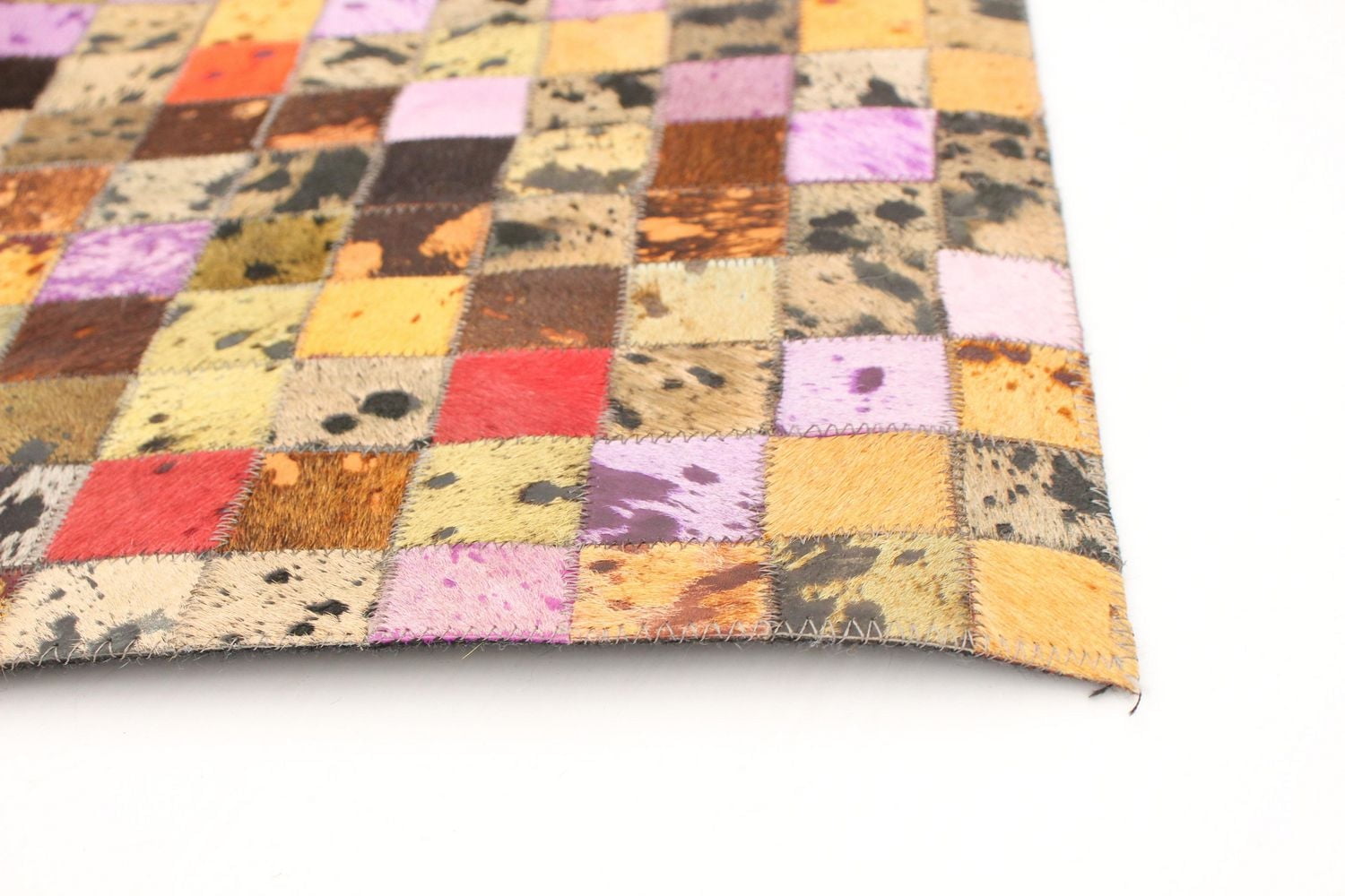 ECARPETGALLERY 5'2" x 8'3" Contemporary Cowhide Patchwork Handmade Area Rug for Living Room, Dining Room and Bedroom in Brown