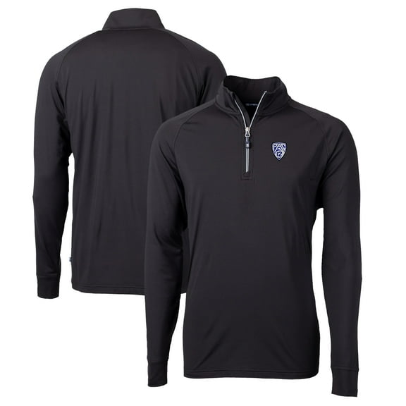 Men's Cutter & Buck Black Pac-12 Gear Adapt Eco Knit Stretch Recycled Half-Zip Pullover Top