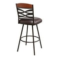 thumbnail image 2 of 30 Inches Leatherette Barstool with Ornate Cut Outs, Brown- Saltoro Sherpi, 2 of 5