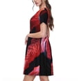 thumbnail image 2 of Goofa Closeup Red Flamingo Portrait Pattern Women Summer Short Sleeve Midi Dress with Pockets Casual Aline Flowy Tshirt Dress Vocation Beach Sundress, 2 of 6