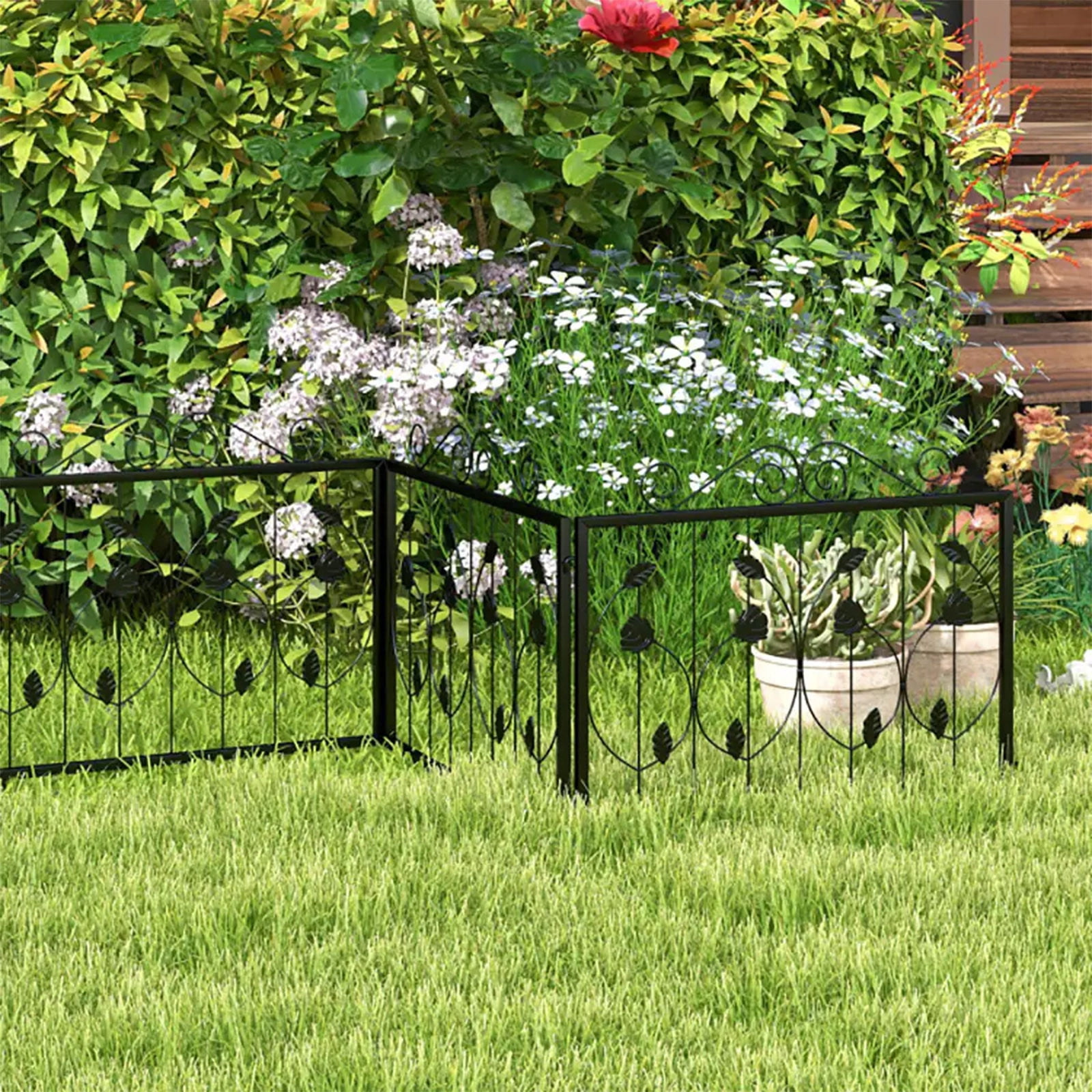 Decorative Garden Fence With 8 Panels Animals Barrier