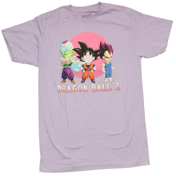 Dragon Ball Z Mens T-Shirt - Chibi Vegeta Goku Piccolo Over Name (X-Small)