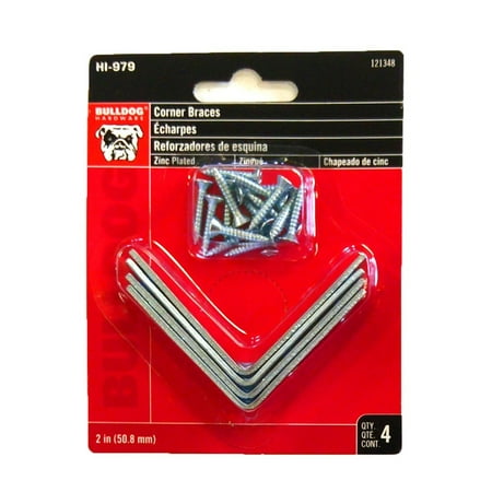 Set of 4 Bulldog 2" Corner Braces Zinc Plated W/Screws (4)