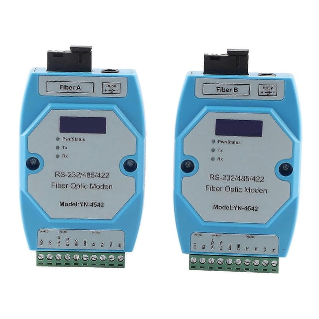 2pcs Rs485/422/232 Fiber Optic Converter Bidirectional Transimitter Receiver Modem Transmission Device