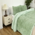 thumbnail image 4 of Uttermara Queen Comforter Set, 3 Pieces Shaggy Faux Fur Reverse Comforter with 2 Pillowcase Bedding Comforter Set, Twin Full Size, 88" x 88", Green, 4 of 10