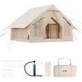 thumbnail image 1 of KFFKFF Inflatable Tents for Camping, 4-6 Person Glaming Easy Setup Blow up Tent with Hand Pump, 300D Oxford 4 Season Glamping Tent with Stove Jack 2 Doors & 4 Mesh Windows, 1 of 9