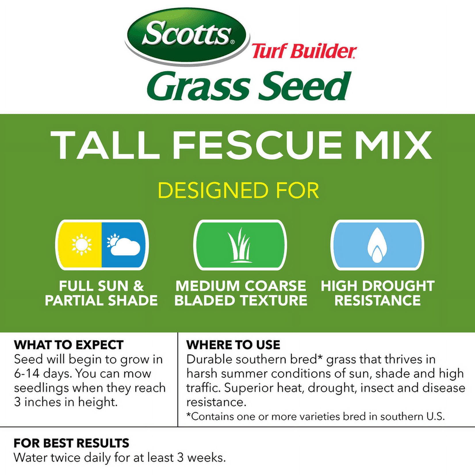 Scotts Turf Builder Grass Seed Tall Fescue Mix, 3 lbs.