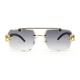 thumbnail image 2 of Rimless Luxury Jaguar Jewel Arm Rectangle Hustler Gangster Sunglasses Gold - Smoke, 2 of 4