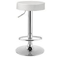 thumbnail image 1 of Costway 1 PC Round Bar Stool Adjustable Swivel Pub Chair U Leather with Footrest White, 1 of 10