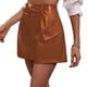 thumbnail image 3 of Faldas de para Mujer, Pantalones Cortos de Sintético de Cintura Alta, Falda Cruzada Fruncida con Cintura Elástica. Marrón XL, 3 of 7
