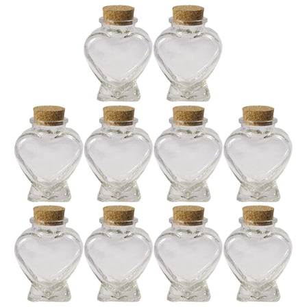 OHOIOLLA 10Pcs Clear Bottle Wishing Bottles Glass Heart Shaped Containers Storage Decoration present Creation