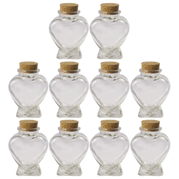 OHOIOLLA 10Pcs Clear Bottle Wishing Bottles Glass Heart Shaped Containers Storage Decoration present Creation
