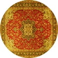 thumbnail image 1 of Ahgly Company Machine Washable Indoor Round Medallion Yellow Traditional Area Rugs, 8' Round, 1 of 4