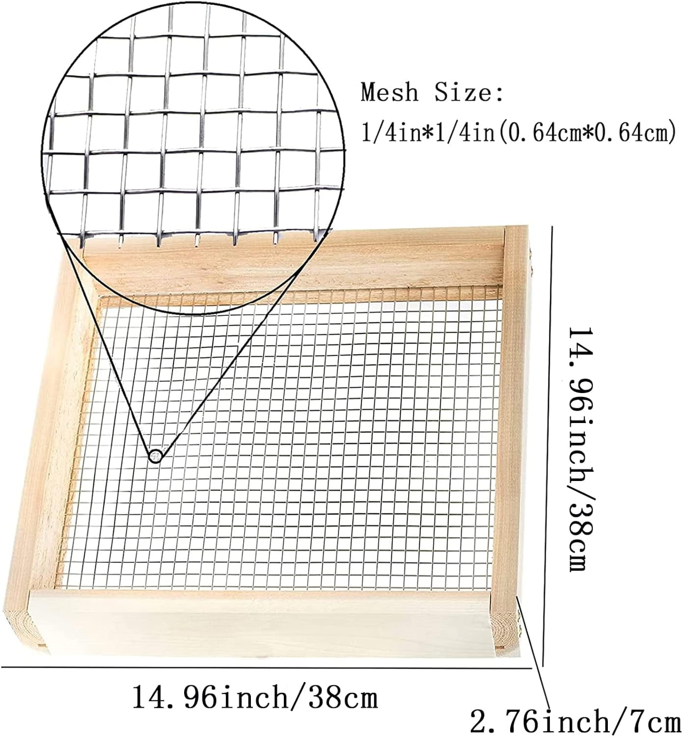 Soil Sifter Garden, Multi-Purpose Soil Screen Wood Dirt Sifter Hand Held Cedar Garden Sifter for Compost, Dirt and Potting Soil (14.96in)