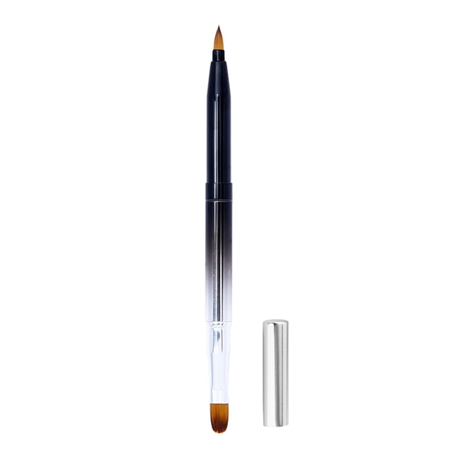 Retractable Lip Brush Cosmetic Tool Compact Portable Metal Shell Lip Brush Makeup Brush Flexible Lipstick Lip Gloss Applicator Brush Makeup Tools (Black Gradient)