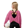 thumbnail image 6 of BLVB Girls' Long Sleeve Shirts Round Neck Open Back Tops Hollow Back Gym Activewear T-Shirt 4-14 Years, 6 of 7