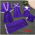 thumbnail image 4 of Pijama sexy europeo y americano de cinco piezas para mujer, vestido de novia de manga media de verano, camisón de noche de talla grande multicolor de varios tamaños para el hogar, 4 of 5