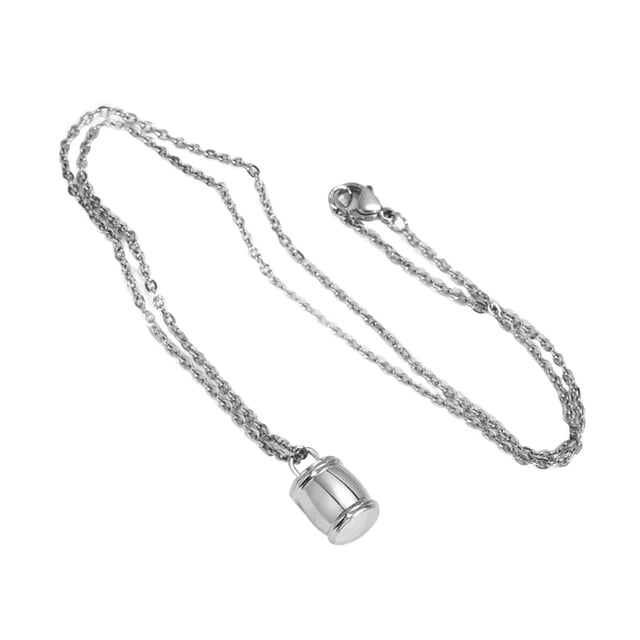 Collar de con Colgante de Cilindro Pequeño, Joyería de Cremación, Soporte de , Colgante para Cenizas, Perfume, Perro, Gato,