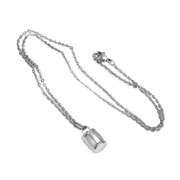 Collar con urna cilíndrica pequeña, colgante, regalo de duelo, mascota Plata