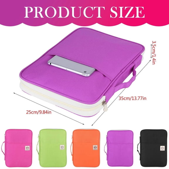 Clearance Sale! 1PC Zippered Document Organizer, File Folder Bag for Papers & Supplies, Cloth, for Office & Home, (35x25x3.5cm, Purple)