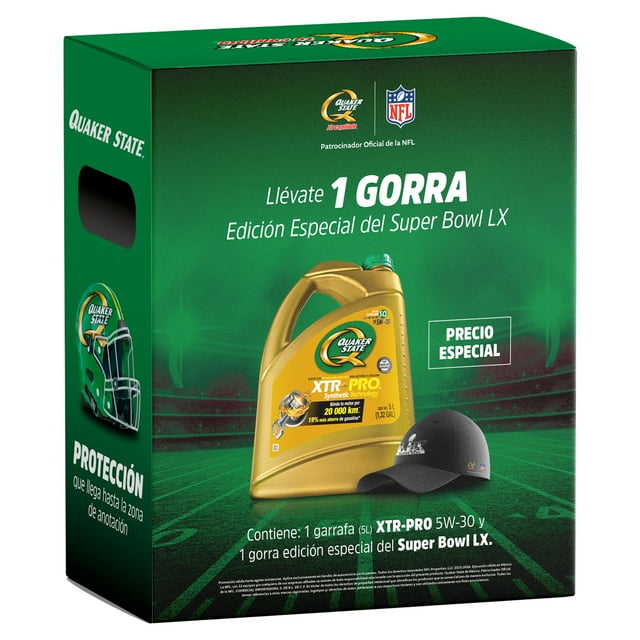 Bundle Pack 1 Garrafa de Aceite para Carro Xtr Pro sq 5w-30 5 Litros + Gorra Super Bowl