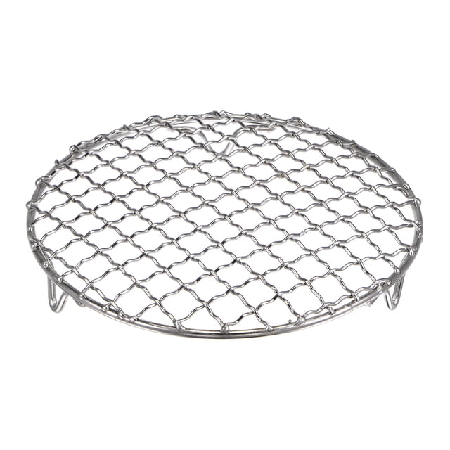 Unique Bargains Grille de Cuisson Ronde, Grille de Barbecue en Fil Croisé en Acier Inoxydable de 6,5 Pouces avec Pieds
