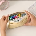 thumbnail image 6 of Gosuguu Cloth Pencil Pouch Versatile Makeup Brush Bag Travel Organizer Case Yellow, 6 of 7