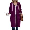 thumbnail image 4 of Quealent Zip Up Hoodies For Women Long Sleeve Oversized Sweatshirts Casual Lightweight Fleece Jackets With Pockets Dark Purple for Size XXL, 4 of 8