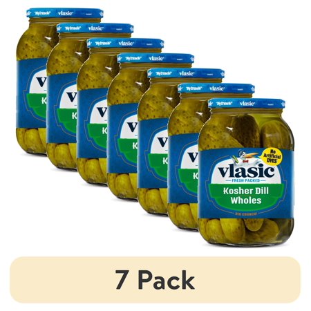 (7 pack) Vlasic Kosher Dill Whole Pickles, Keto Friendly, 46 fl. oz.