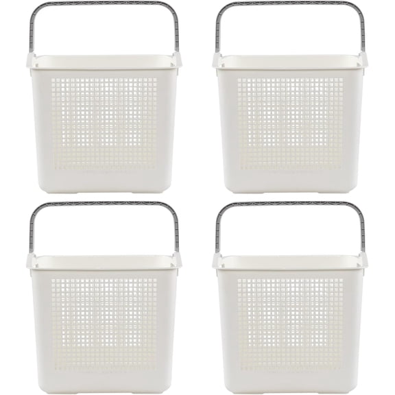Ggbin 4 Packs Plastic Laundry Hamper with Handles, 35 L Laundry Baskets for Dirty Clothes, White
