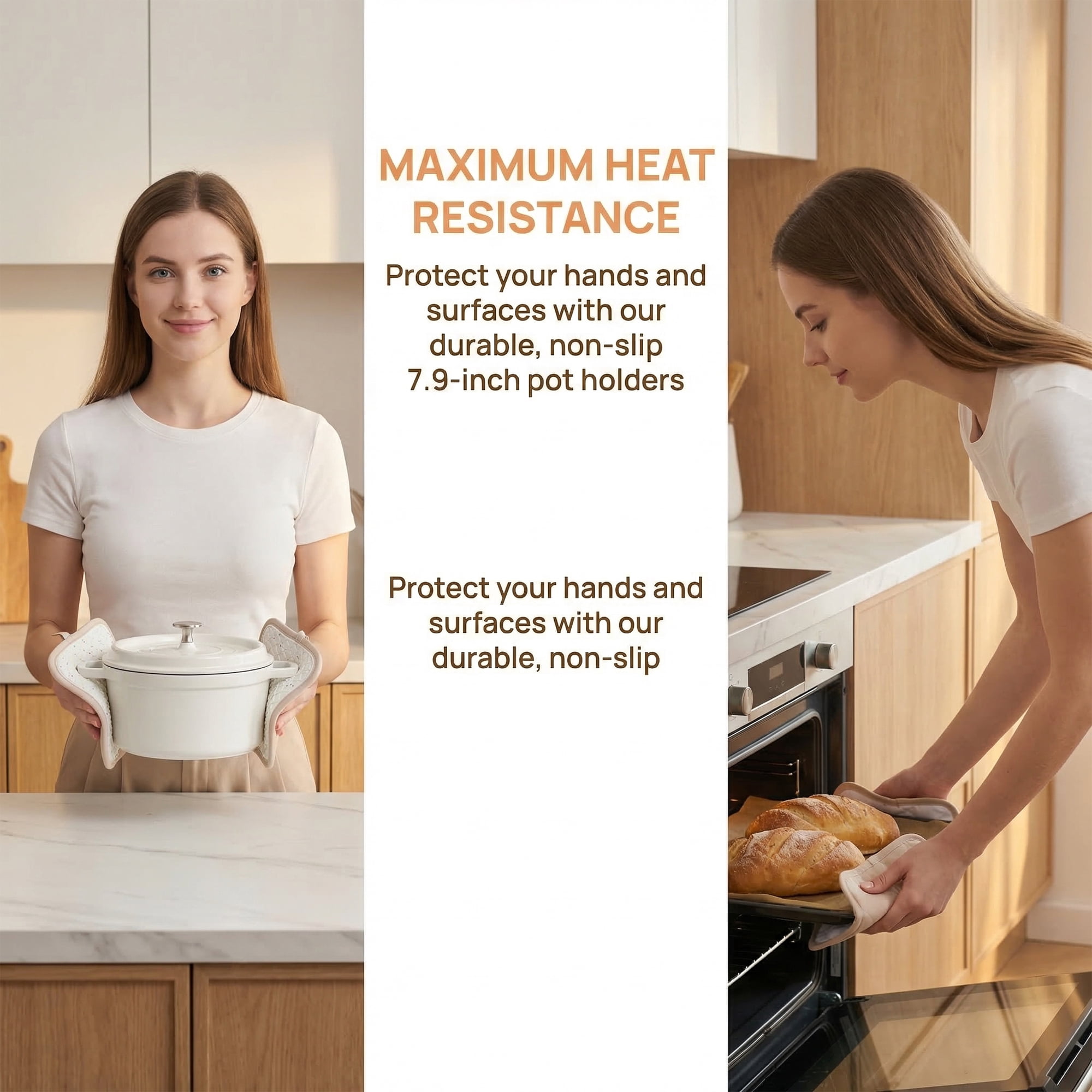 Unique Bargains Pot Holders Heat Resistant Non Slip Hot Pad for Cooking Beige 7.9" x 7.9"
