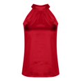 thumbnail image 5 of Womens Silk Satin Halter Tops Sleeveless Keyhole Neck Tank Top (Red S), 5 of 6