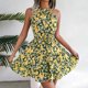 thumbnail image 1 of Mini Vestido Vestido de Babydoll para mujer Vestido de fiesta informal de cintura con lazo estampado Vestido de fiesta femenino de verano Cgtredaw Amarillo Xxl para Mujer, 1 of 1
