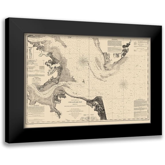 Williams 14x11 Black Modern Framed Museum Art Print Titled - Chesapeake Bay, York River - Williams 1863