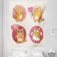 thumbnail image 1 of Kitty Tapestry, Cartoon Cats Illustration Kitten in Love Painting a Heart Carrying Romantic Balloons, Fabric Wall Hanging Decor for Bedroom Living Room Dorm, 5 Sizes, Multicolor, by Ambesonne, 1 of 1