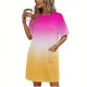 thumbnail image 2 of Mujeres Manga Corta Tops Impresión Casual Cuello Redondo Vendaje Vestido Falda de las Señoras, Vestido de Manga Corta para las Mujeres Primavera Verano Uso Diario, 2 of 6