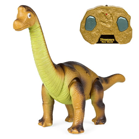 Best Choice Products 17.5in Kids RC Stomping Brachiosaurus Dinosaur Electric Animal Toy Robot w/ Light Up Eyes, Roaring Sounds, Swinging Head, Remote