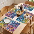 thumbnail image 5 of Spring Wildflowers Placemats Set of 6, Oil Painting Bright Purple Blue Pink Yellow Floral Non-Slip Place Mats Washable Table Mats for Kitchen Dining Table Decorations Indoor/Outdoor, 5 of 9