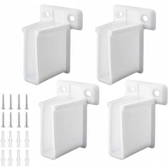 Januofit 4 Pacs Wire Shelf End Bracket - Heavy Duty Closet Shelf Brackets, White Plastic Closet Rod & Wall Shelf Supports with Screws, Suitable for Mesh Shelving