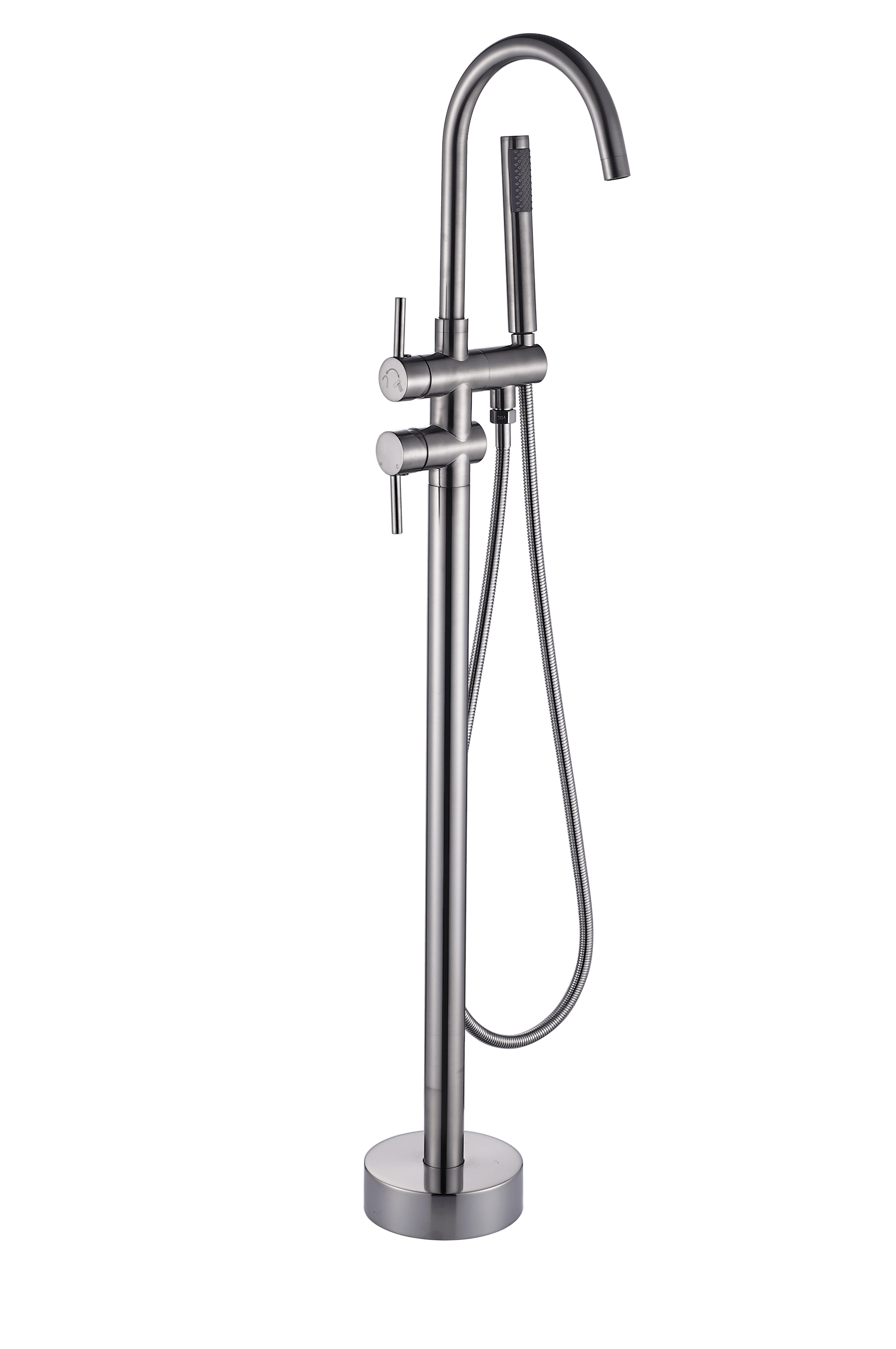 Single Handle Freestanding Tub Filler Floor Mount Bathtub Faucet With Handheld Shower (Brushed Nickel)