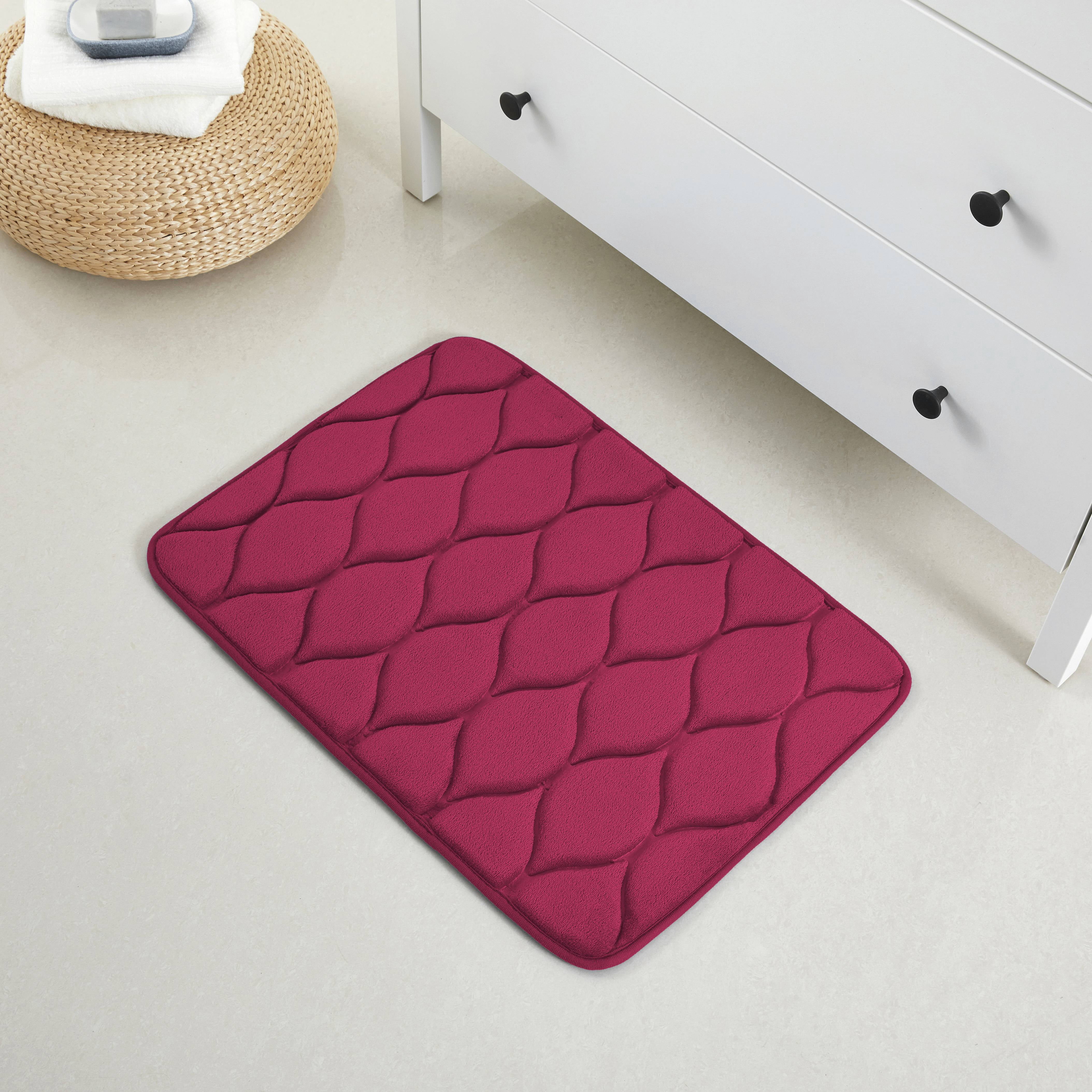 Yafa Home Fashion 1pc:17" X 24" Bath Rug, Memory Foam; Water Absorbent & Non-Slip Bathmats(Burgundy)